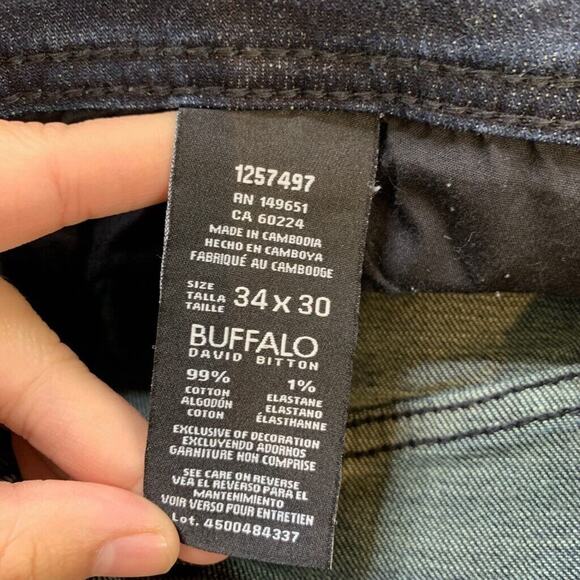 Buffalo David Bitton Jeans Mens 34 Blue Dark Wash Jackson Straight Stretch Denim - Picture 12 of 15